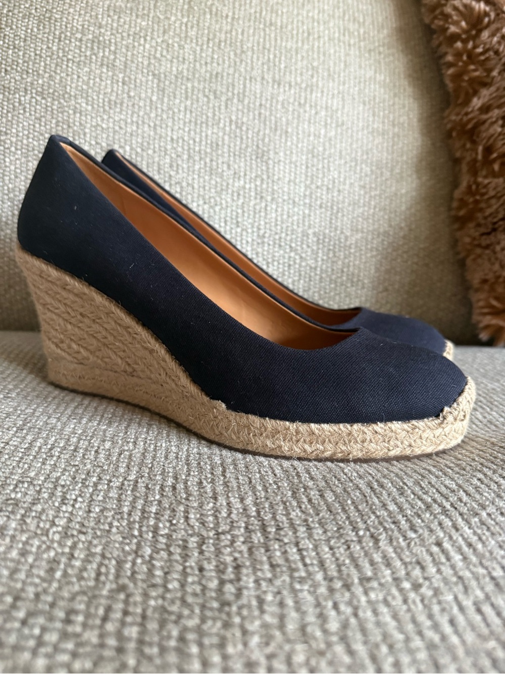 J. Crew Black Espadrille Wedge Pumps - Women